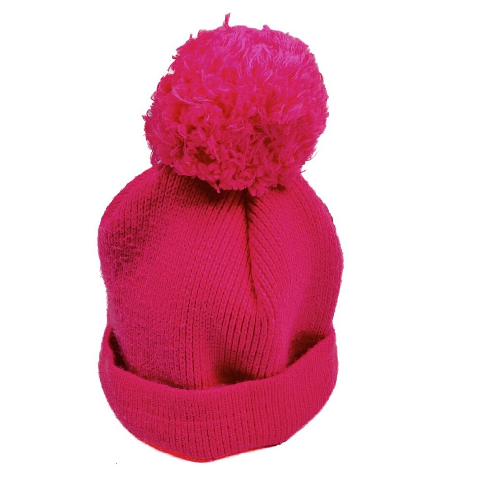 Vintage Wigwam Ski Knit Beanie Hat with Pompom Neon Pink - OS - Picture 2 of 5